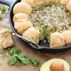Healthy Avocado, Artichoke, and Kale Dip with Whole Wheat Garlic Rolls {BLOGIVERSARY!}