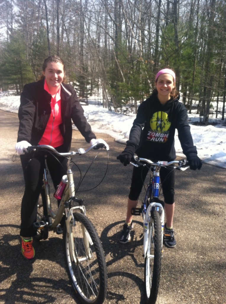 leigha and taylor riding bikes