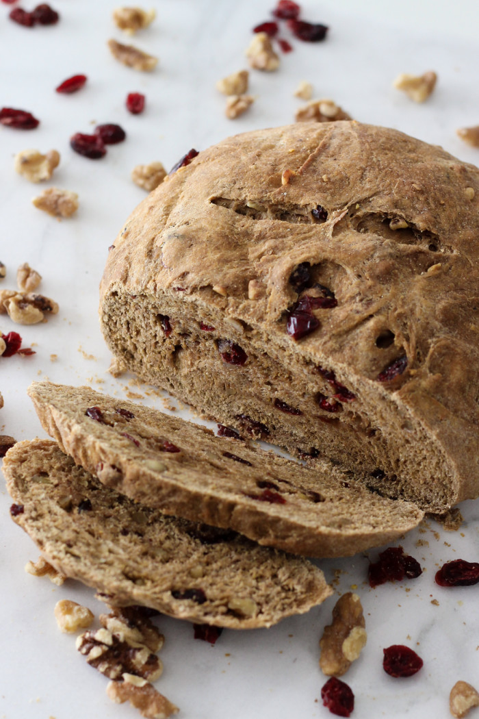 Whole Wheat Cranberry Walnut Bread (vegan!) made with Red Star Yeast-5