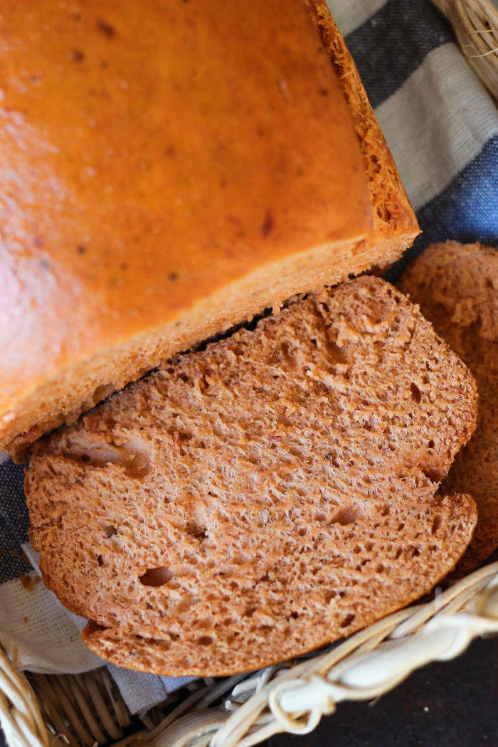 Easy Tomato Basil Bread made with four ingredients